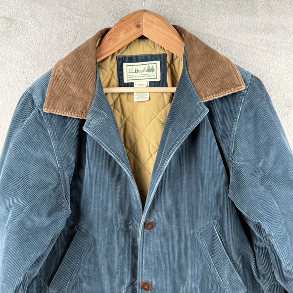 L.L. Bean Corduroy Barn Work Coat Chore Jacket Womens 1X Teal Quilted VTG 90s - Picture 4 of 12